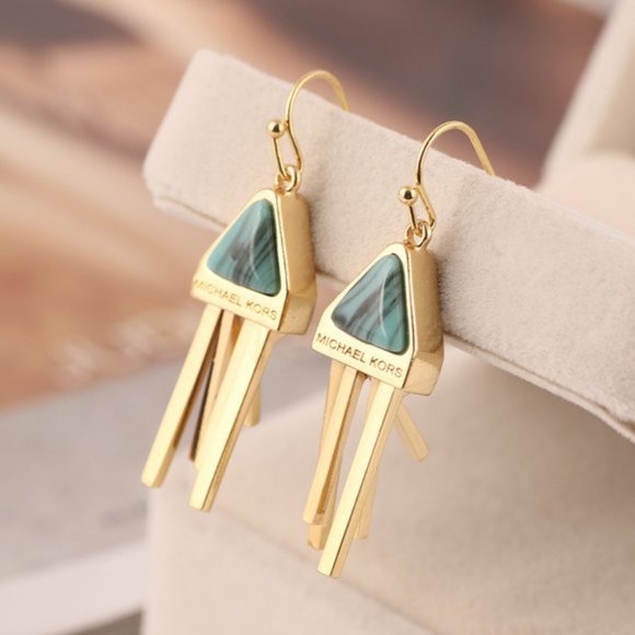 Michael Kors Triangle Tassel Gold-plated Earrings - Picture 2 of 9